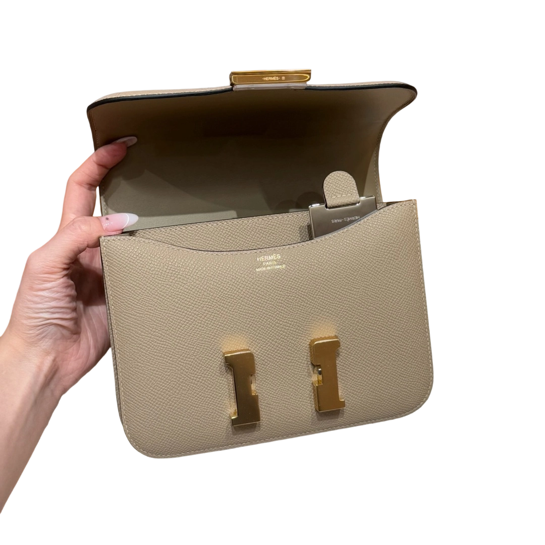 Constance  Epsom – Trench Grey | Gold-Plated
